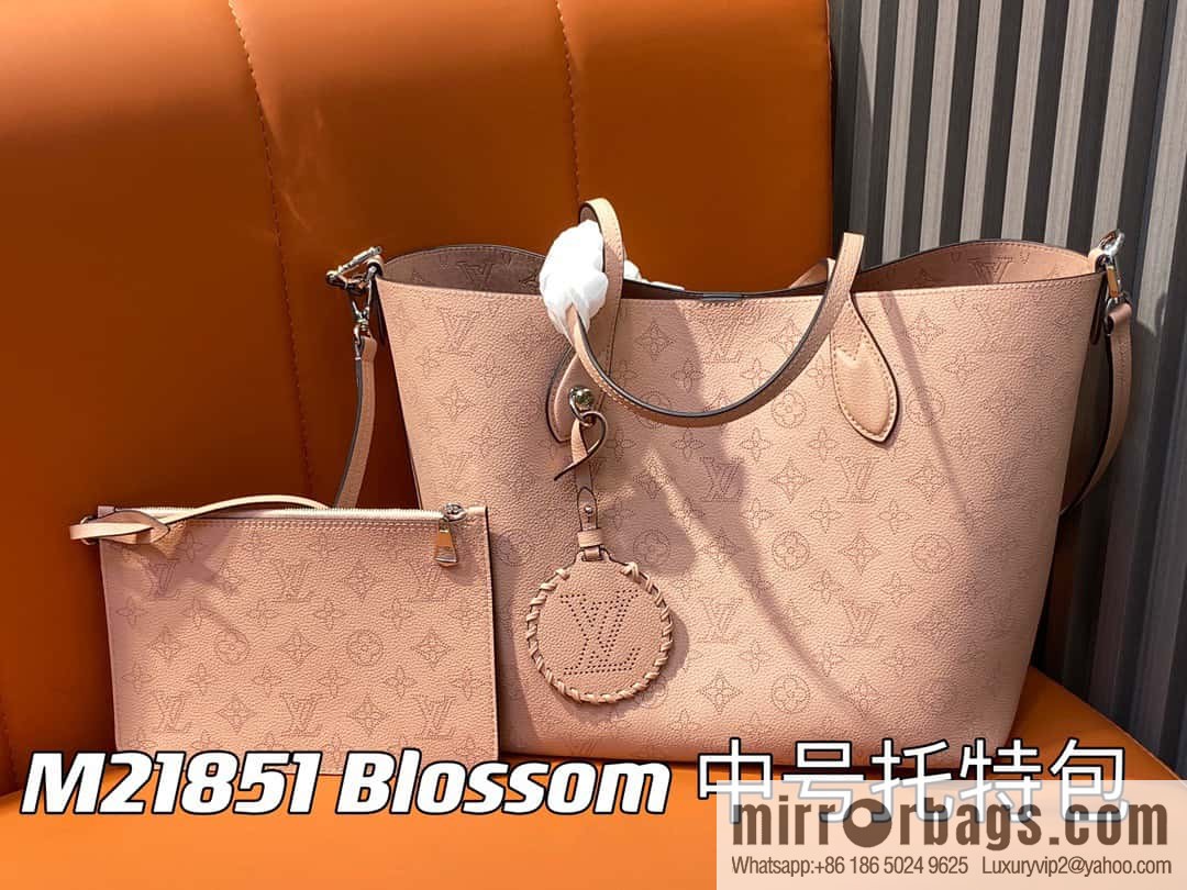 [Boutique‑grade] M21851 pink full leather shopping bag series, this Blossom medium tote bag