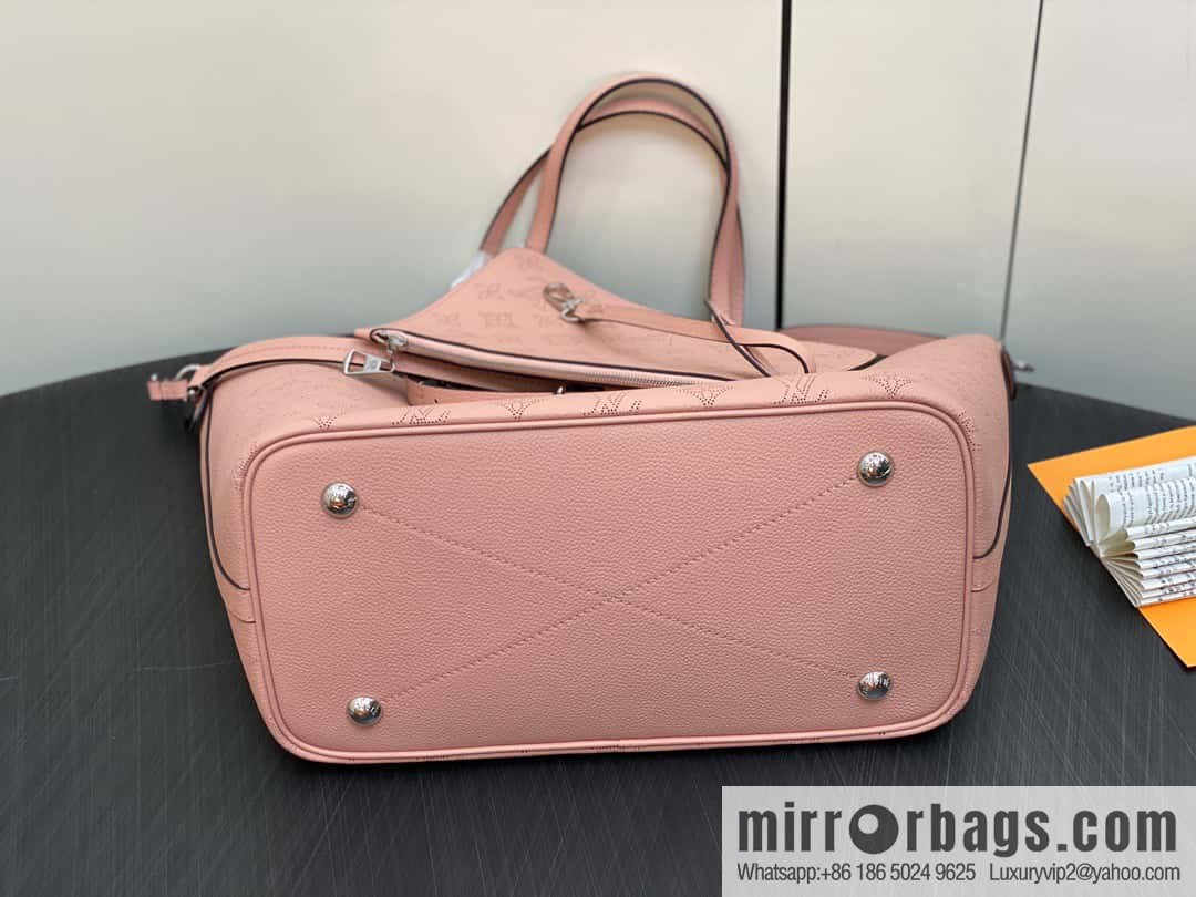 [Boutique‑grade] M21851 pink full leather shopping bag series, this Blossom medium tote bag