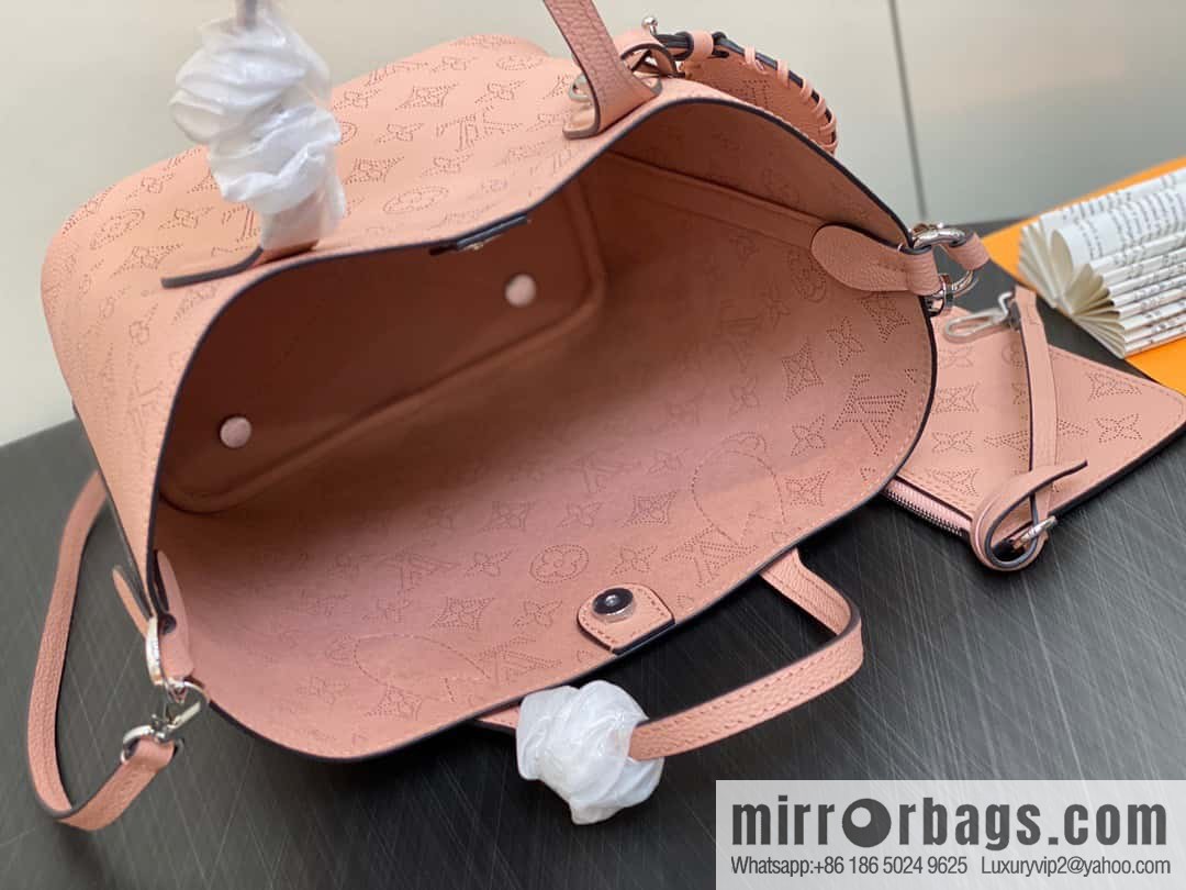[Boutique‑grade] M23196 pink M23849 full leather bucket bag series Blossom small tote bag, gray gradual change (cut-out)