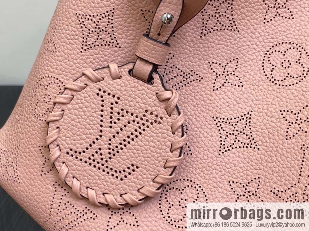 [Boutique‑grade] M23196 pink M23849 full leather bucket bag series Blossom small tote bag, gray gradual change (cut-out)