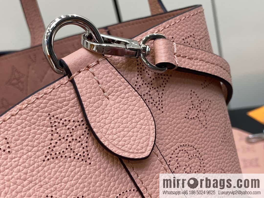 [Boutique‑grade] M23196 pink M23849 full leather bucket bag series Blossom small tote bag, gray gradual change (cut-out)