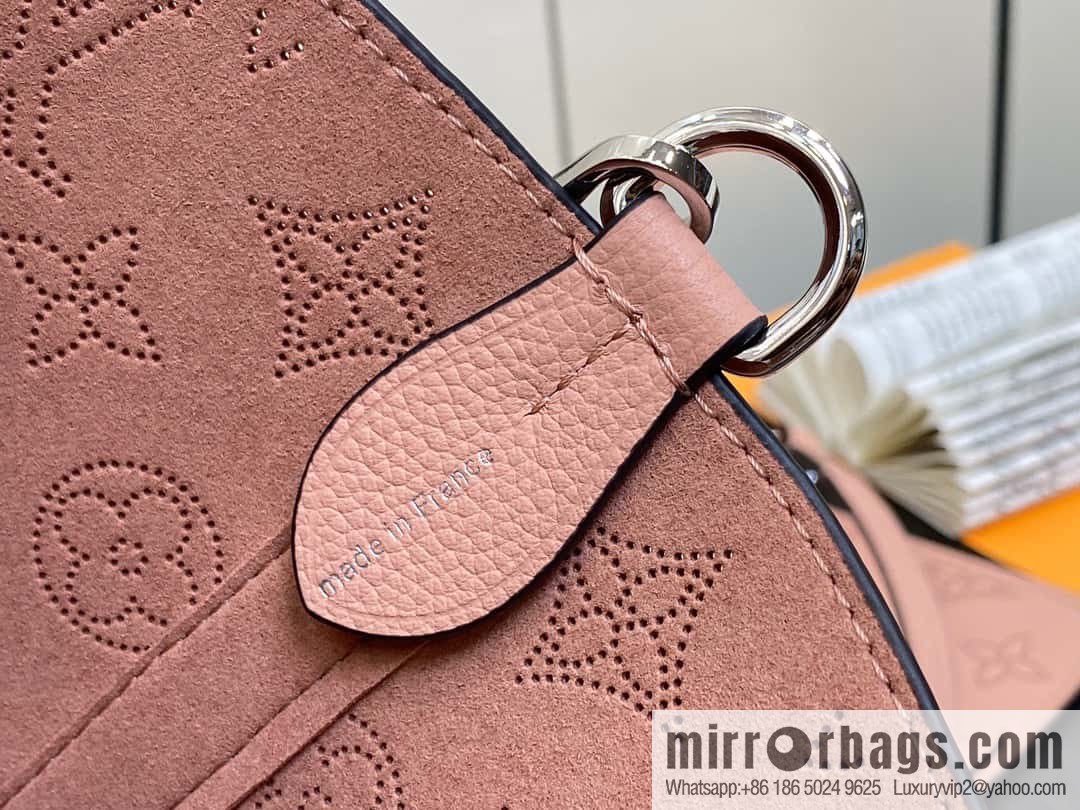 [Boutique‑grade] M23196 pink M23849 full leather bucket bag series Blossom small tote bag, gray gradual change (cut-out)