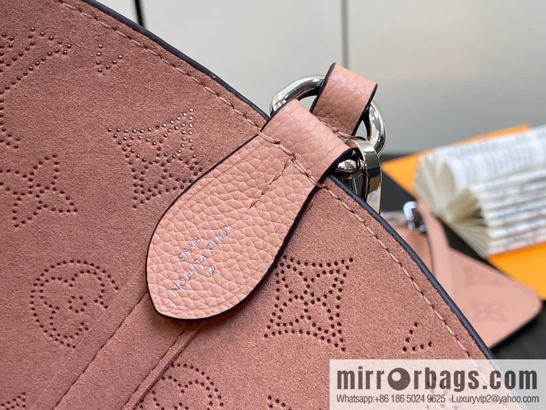 [Boutique‑grade] M23196 pink M23849 full leather bucket bag series Blossom small tote bag, gray gradual change (cut-out)
