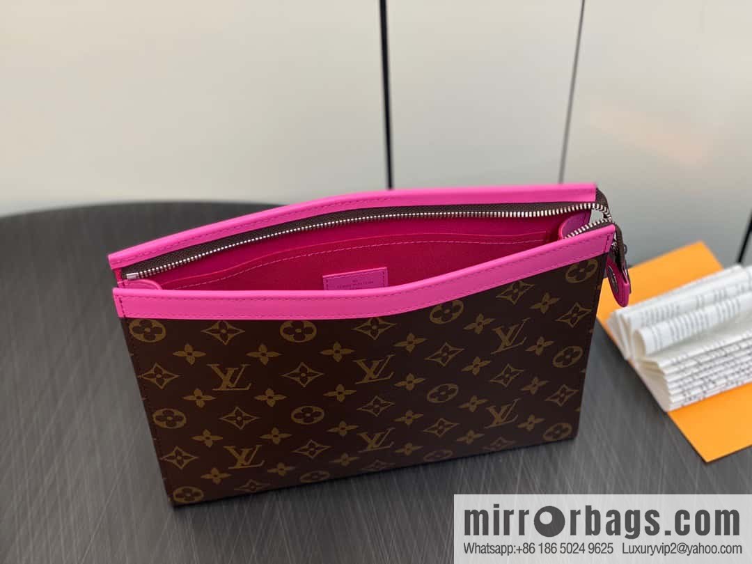 [Premium‑quality] M61692 monogram rose red M82858 handbag clutch bag series Pochette Voyage medium handbag