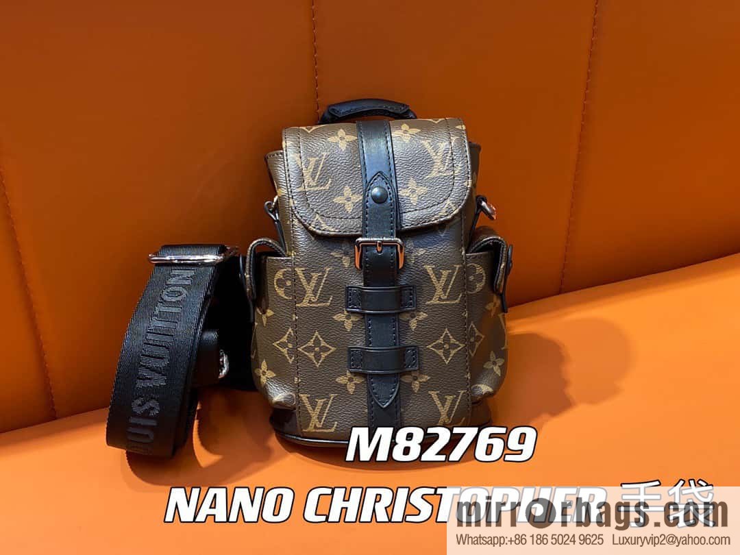 [Premium‑quality] M82769 monogram men's bag mini backpack series, autumn and winter new NANO CHRISTOPHER handbag Christopher backpack M82769 cover backpack satchel mini backpack satchel