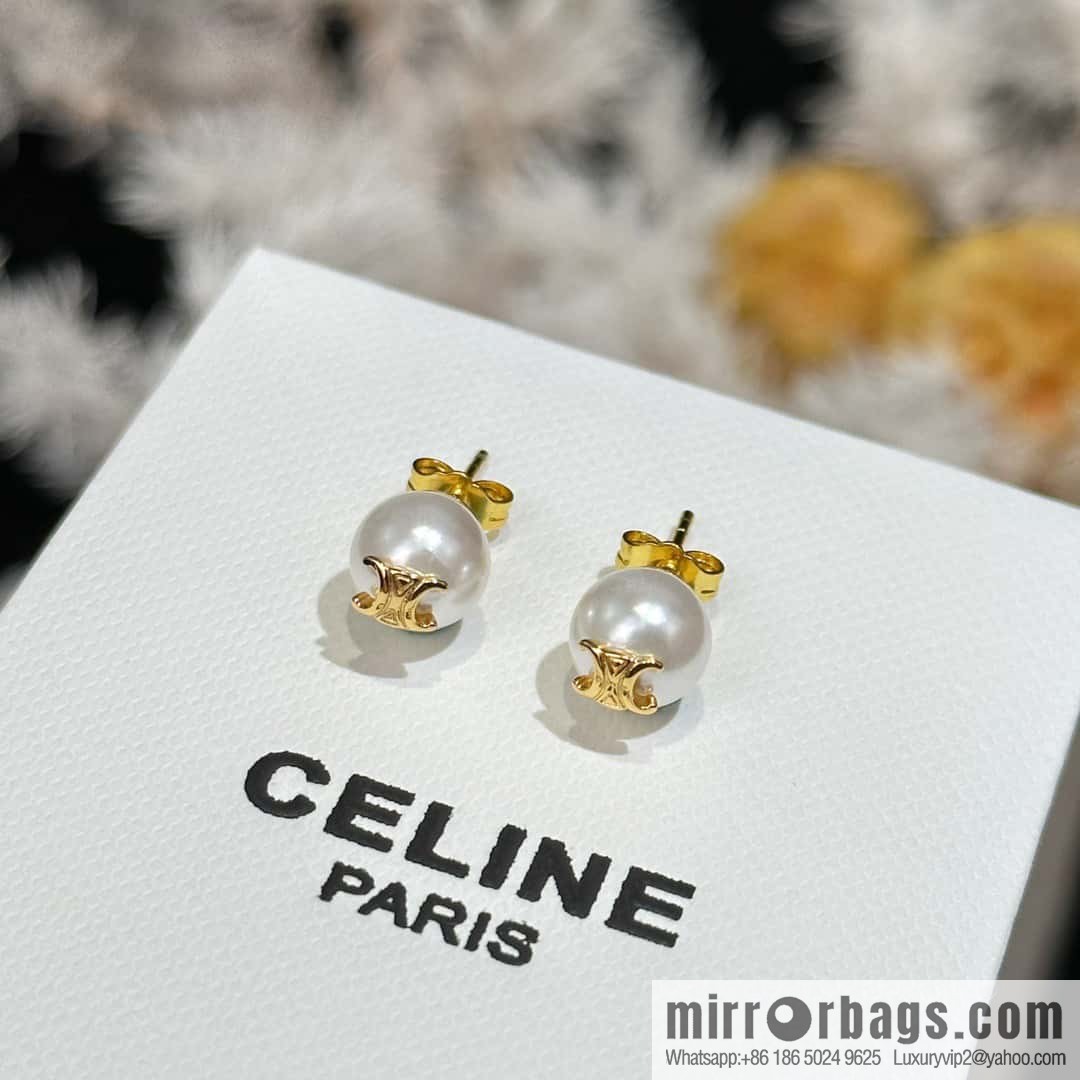 ❗️New ❗️ ☀️ New ☑️ Celine simple style Arc de Triomphe pearl stud earrings ☀️