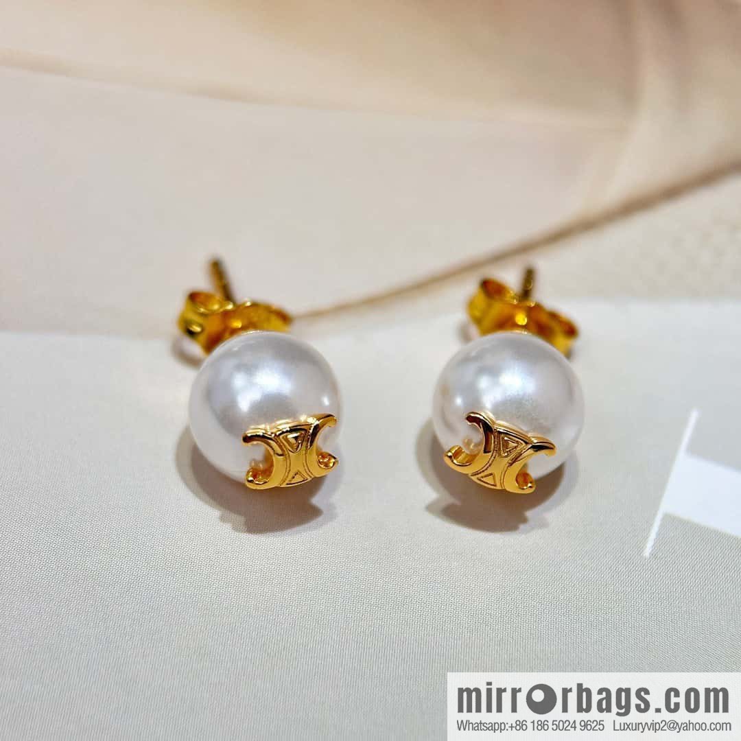 ❗️New ❗️ ☀️ New ☑️ Celine simple style Arc de Triomphe pearl stud earrings ☀️