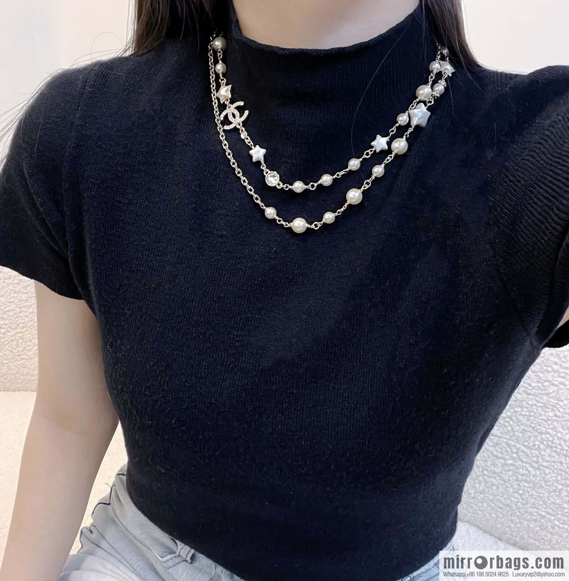 ❗️New ❗️☀️ New ☑️ Chanel Double Pearl Star ⭐ Necklace ☀️
