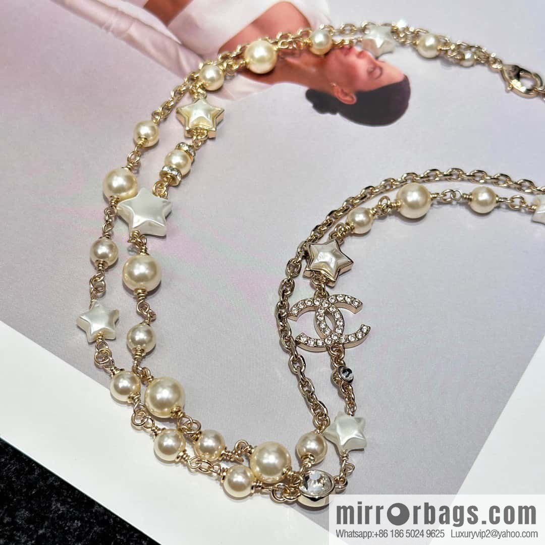 ❗️New ❗️☀️ New ☑️ Chanel Double Pearl Star ⭐ Necklace ☀️
