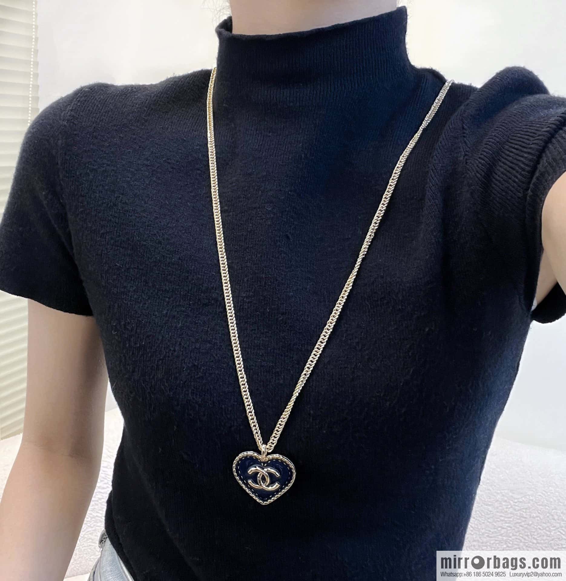❗️New ❗️☀️ New ☑️ Chanel Denim Peach Heart Love Long Necklace ☀️
