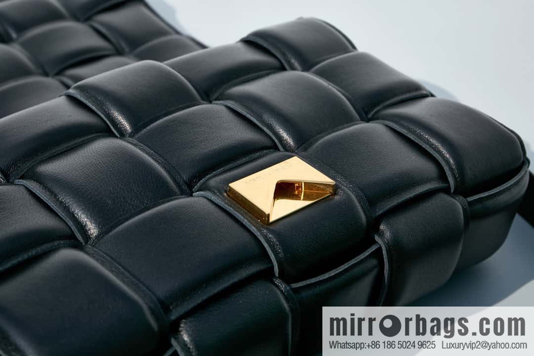 Bottega Veneta Padded Cassette Bag Model; 591970 BV Cassette Pillow Bag black gold buckle