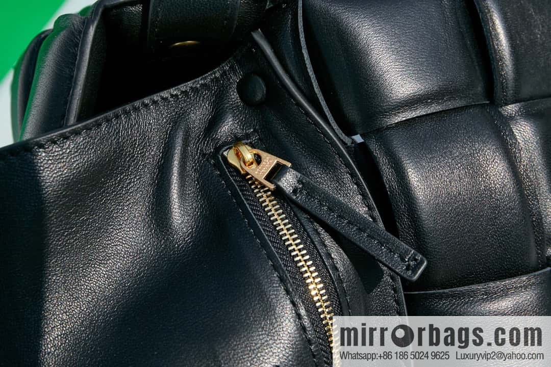 Bottega Veneta Padded Cassette Bag Model; 591970 BV Cassette Pillow Bag black gold buckle