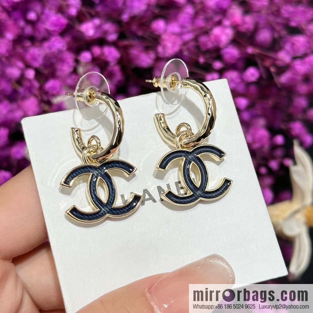 ❗️New ❗️ ☀️ new ☑️ chanel c2 double c denim stud earrings ☀️