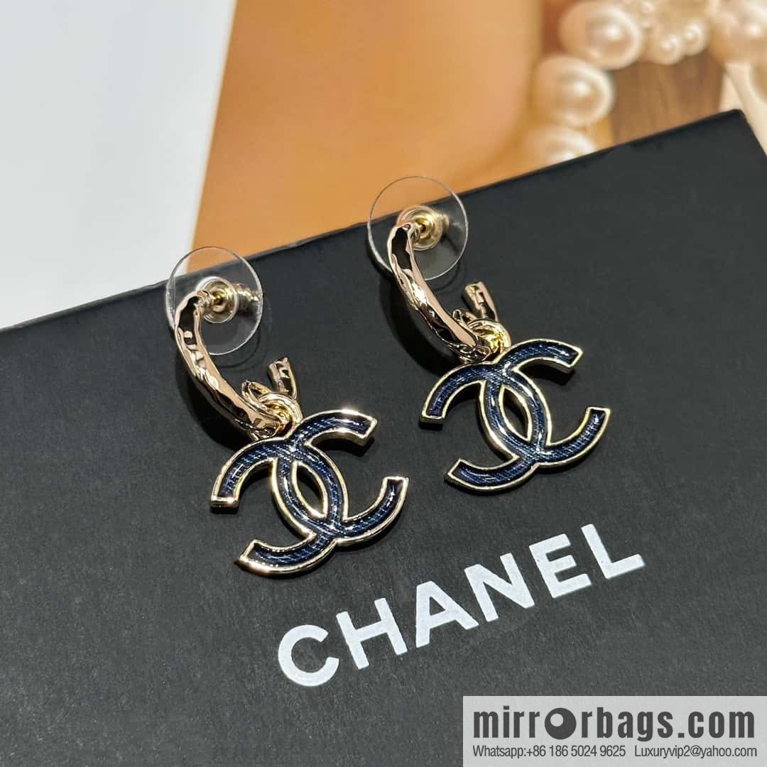 ❗️New ❗️ ☀️ new ☑️ chanel c2 double c denim stud earrings ☀️