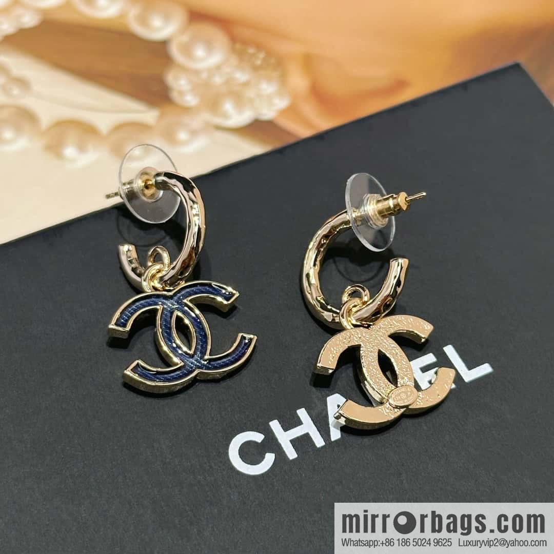 ❗️New ❗️ ☀️ new ☑️ chanel c2 double c denim stud earrings ☀️