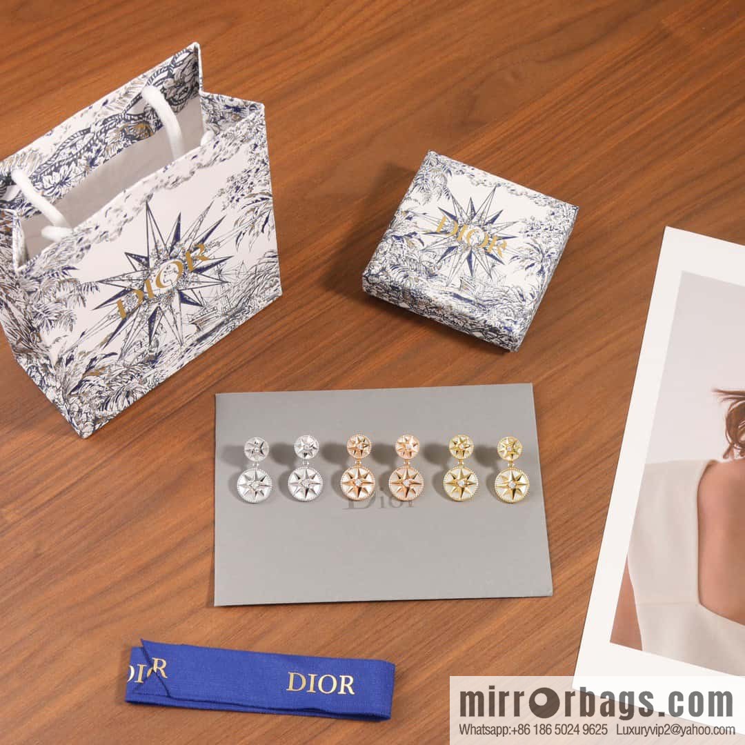 New ☑️ Dior octagram white fritillary compass stud earrings