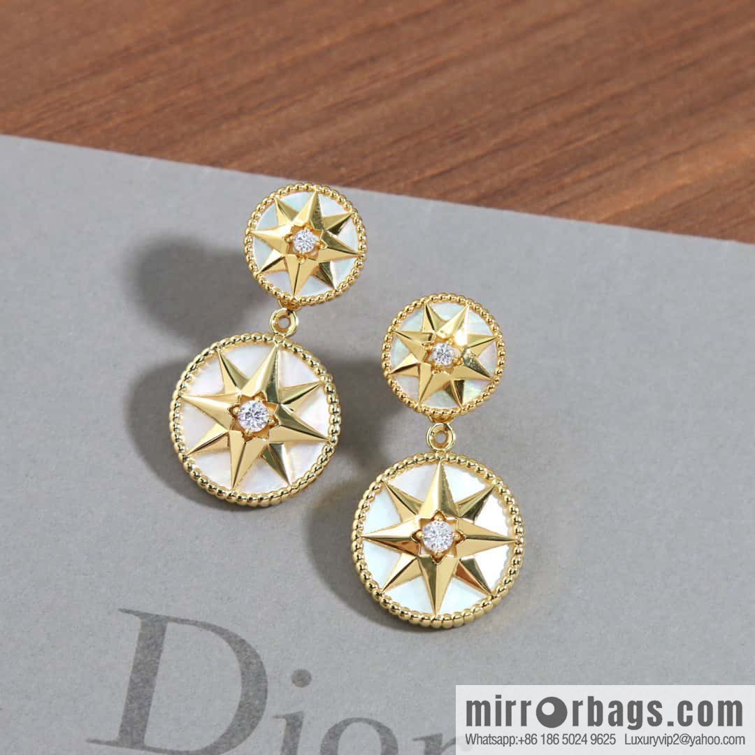 New ☑️ Dior octagram white fritillary compass stud earrings