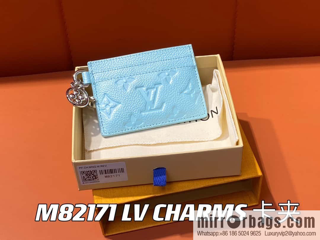 [Boutique‑grade] M82171 pearlescent blue, full leather M82739 card holder wallet series LV CHARMS card holder