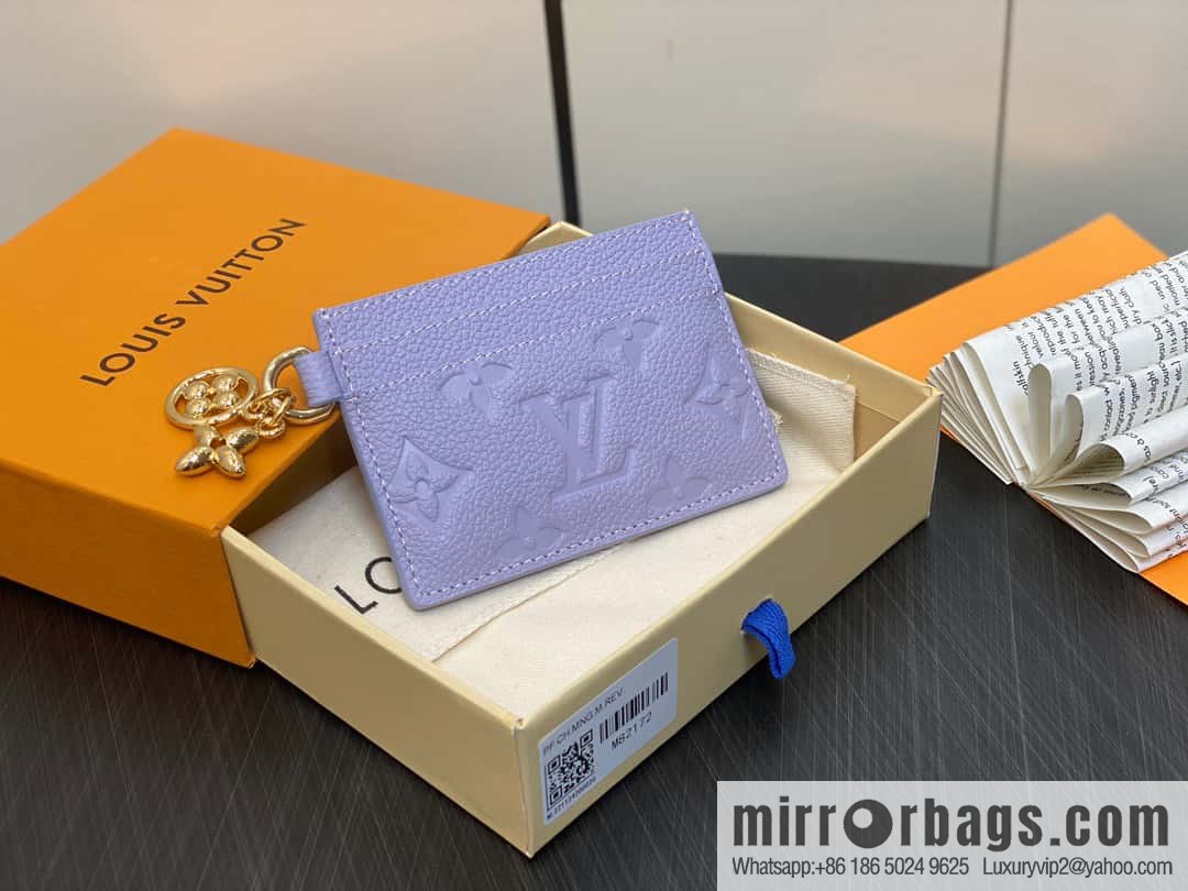 [Premium‑quality] M82171 light purple, full leather M82739 card holder wallet series LV CHARMS card holder