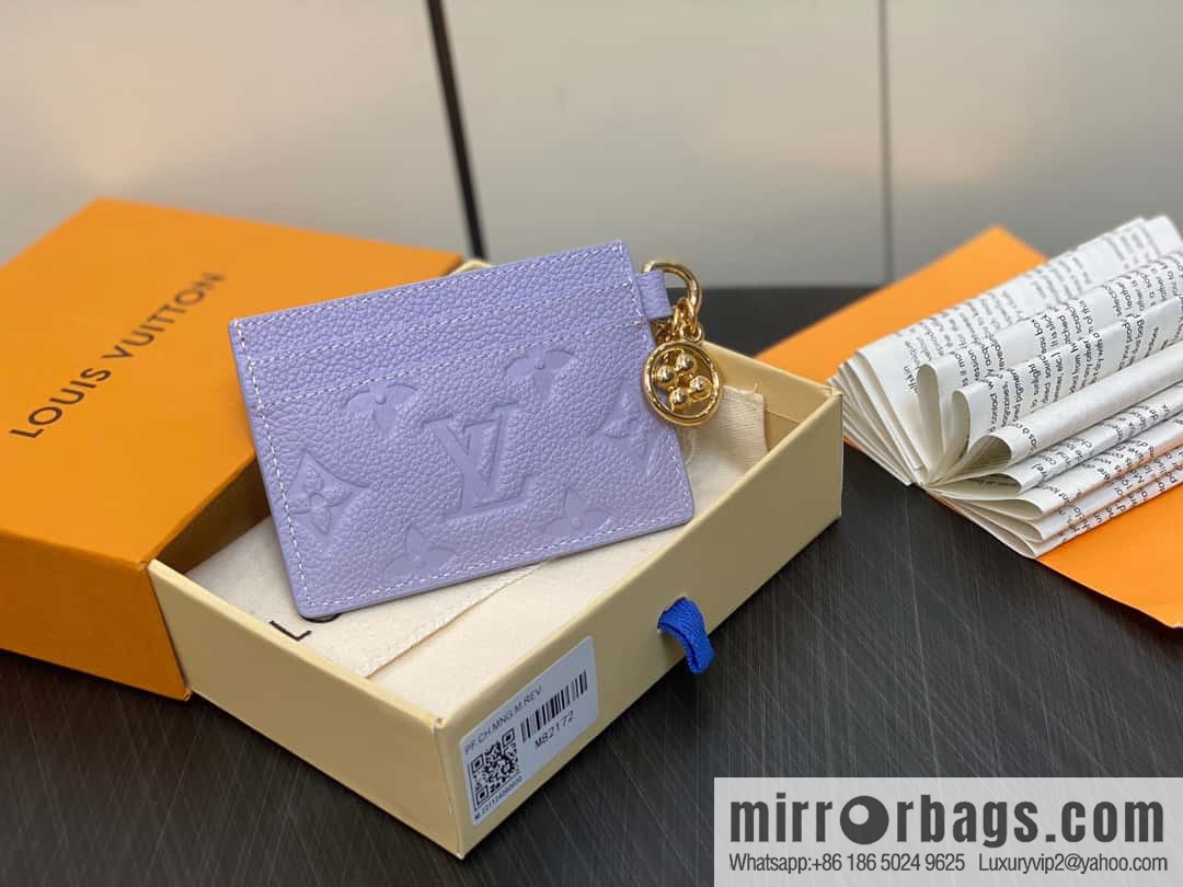 [Premium‑quality] M82171 light purple, full leather M82739 card holder wallet series LV CHARMS card holder