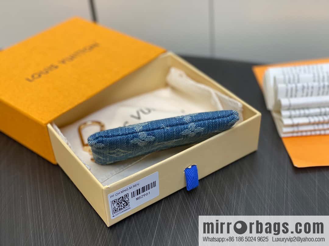 [Boutique‑grade] M82961 blue denim, key bag wallet series, this zipper zero wallet
