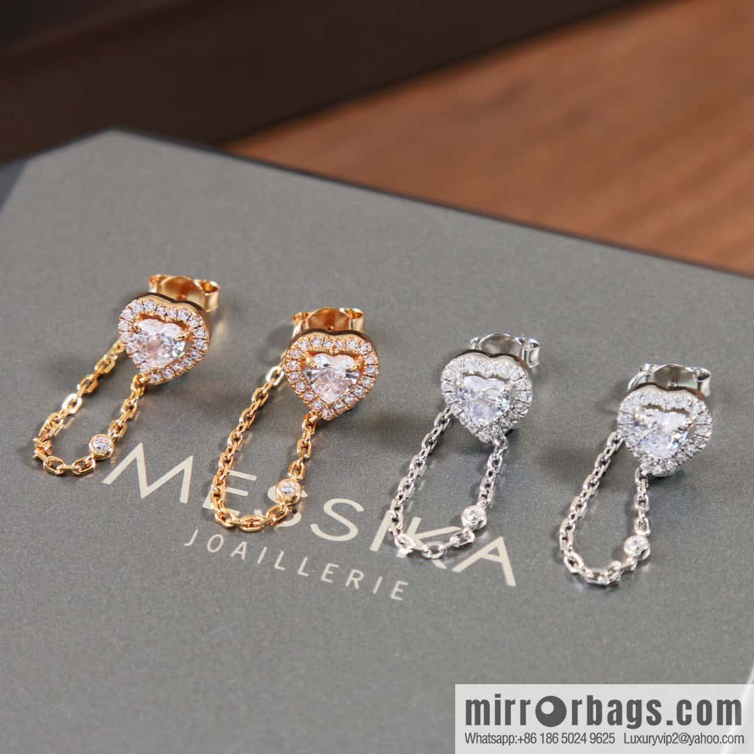 ☀️Messika full diamond peach heart love stud earrings ☀️