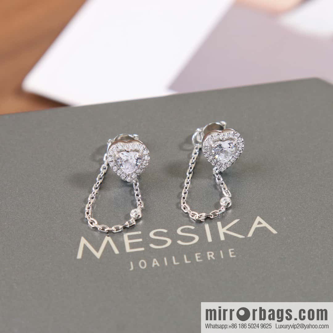 ☀️Messika full diamond peach heart love stud earrings ☀️