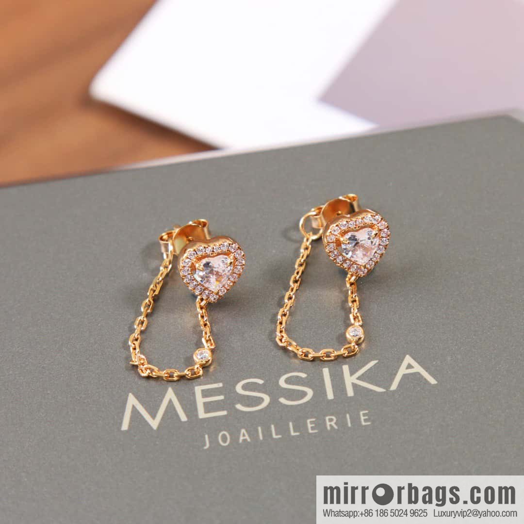 ☀️Messika full diamond peach heart love stud earrings ☀️