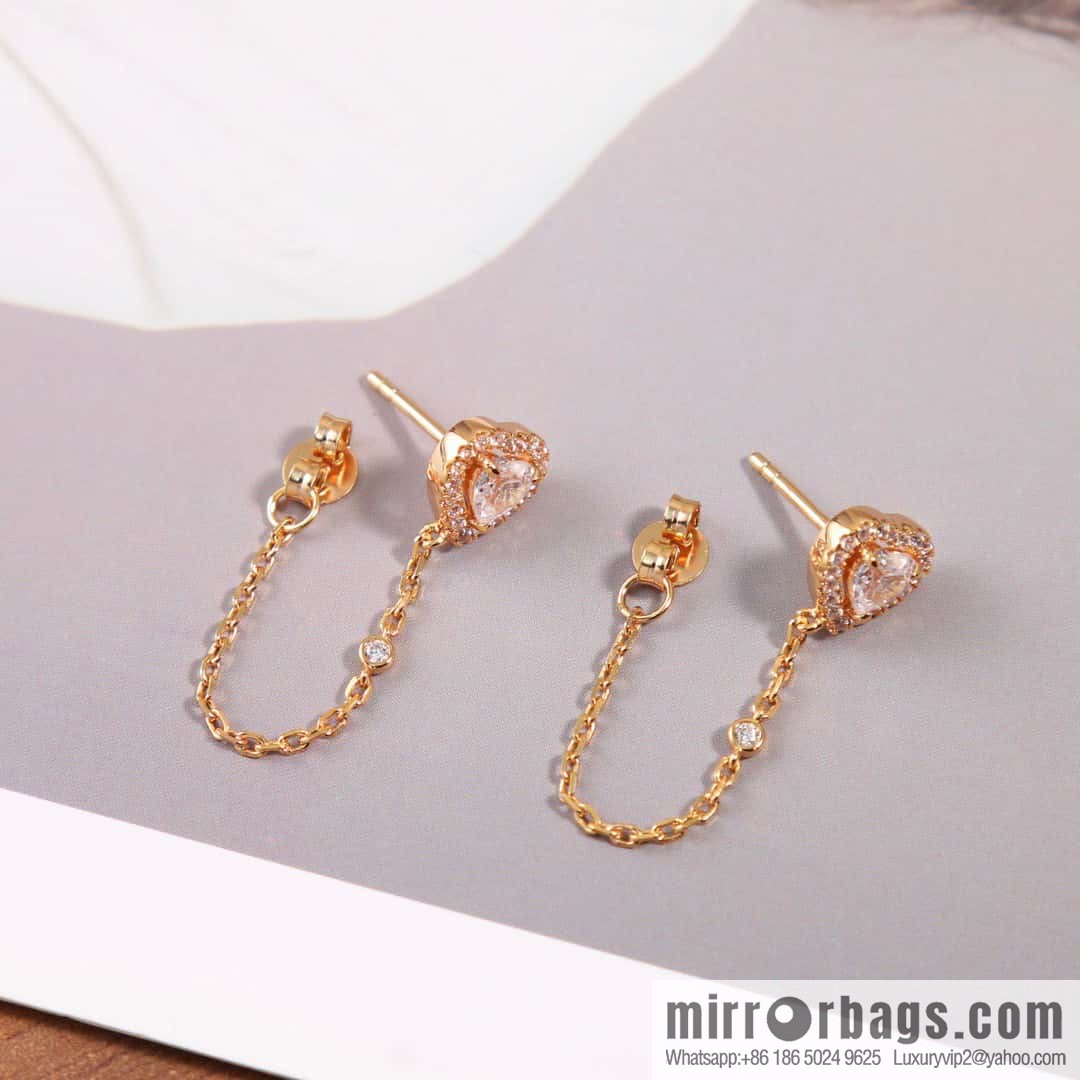 ☀️Messika full diamond peach heart love stud earrings ☀️