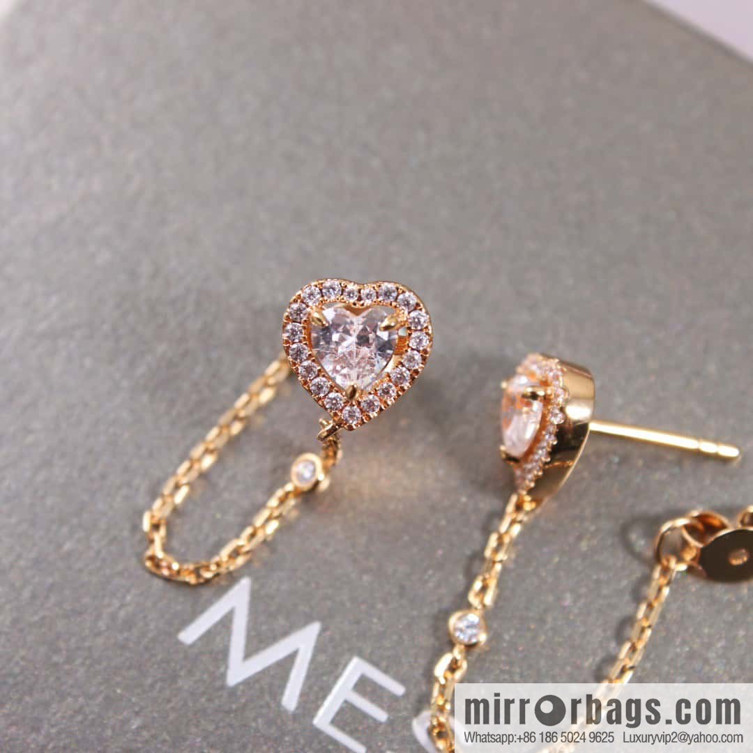 ☀️Messika full diamond peach heart love stud earrings ☀️