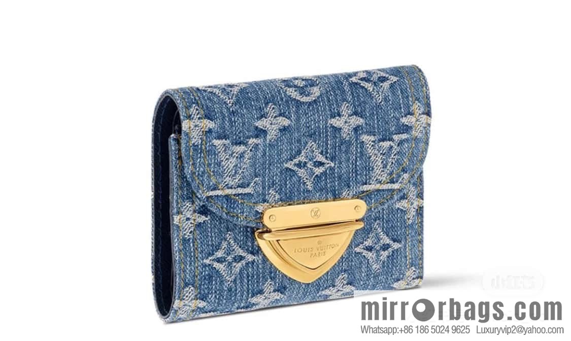 [Boutique‑grade] M82959 blue denim, flip wallet series Victorine wallet