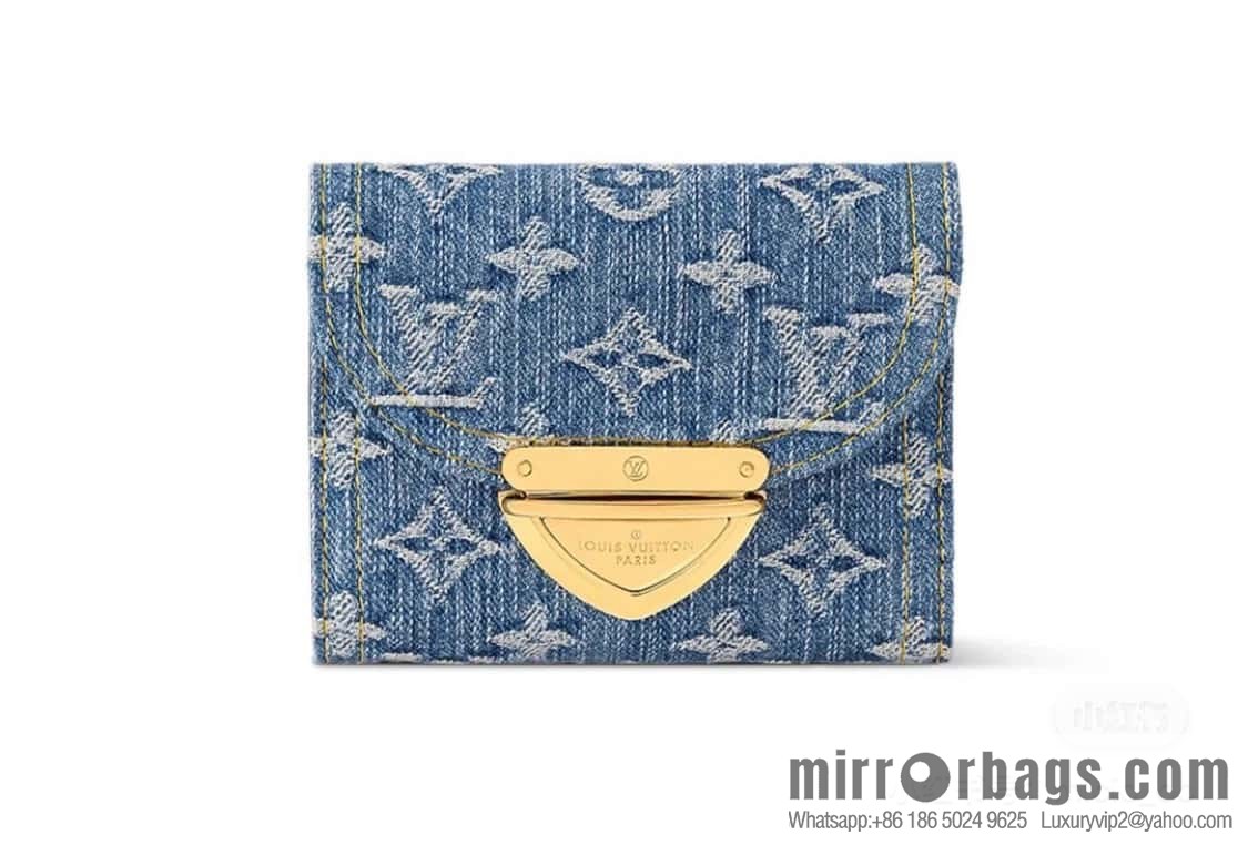 [Boutique‑grade] M82959 blue denim, flip wallet series Victorine wallet