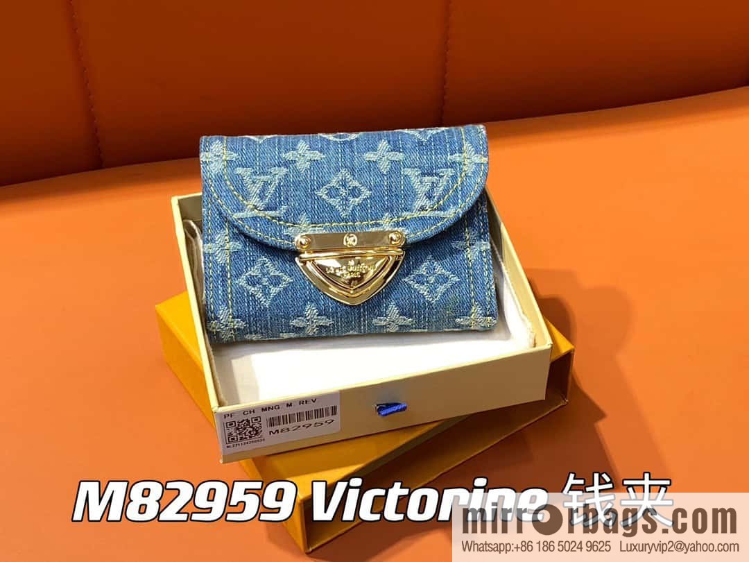 [Boutique‑grade] M82959 blue denim, flip wallet series Victorine wallet