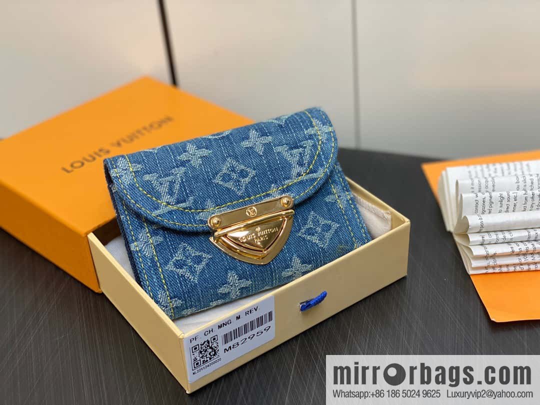 [Boutique‑grade] M82959 blue denim, flip wallet series Victorine wallet