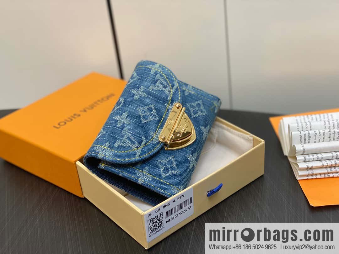 [Boutique‑grade] M82959 blue denim, flip wallet series Victorine wallet