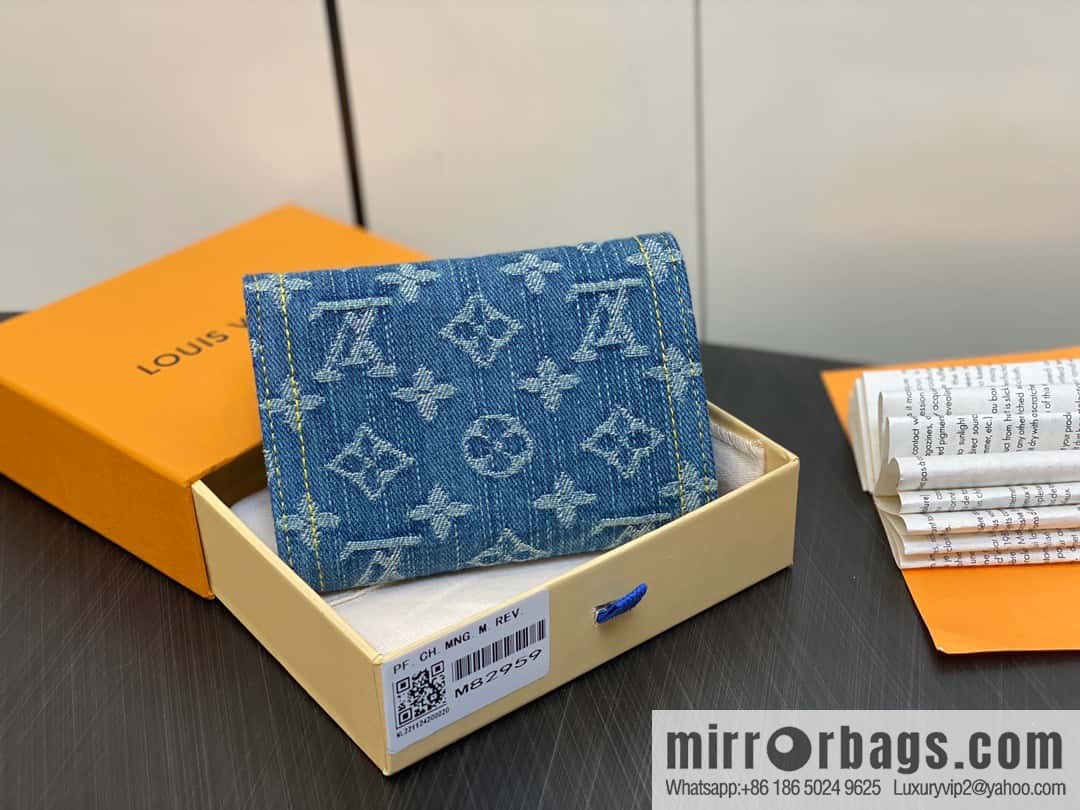 [Boutique‑grade] M82959 blue denim, flip wallet series Victorine wallet