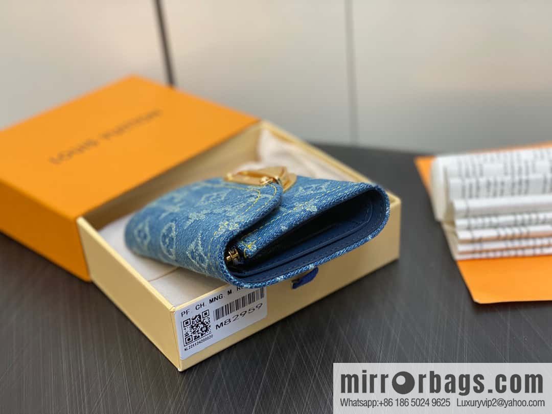 [Boutique‑grade] M82959 blue denim, flip wallet series Victorine wallet
