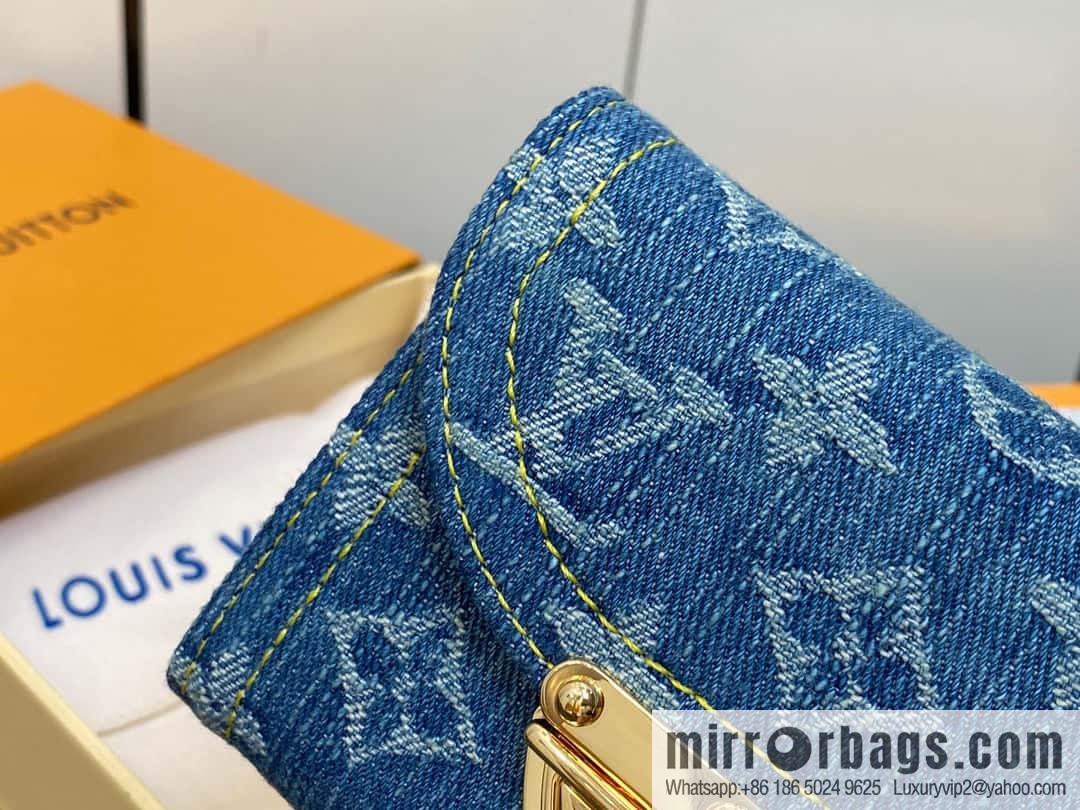 [Boutique‑grade] M82959 blue denim, flip wallet series Victorine wallet