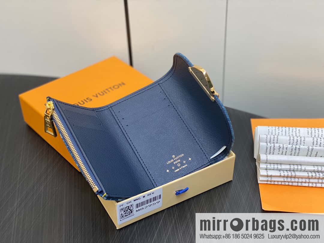 [Boutique‑grade] M82959 blue denim, flip wallet series Victorine wallet