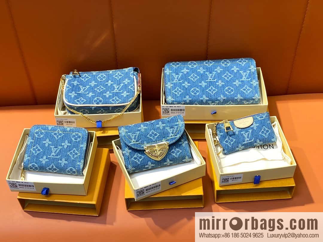 [Boutique‑grade] M82959 blue denim, flip wallet series Victorine wallet