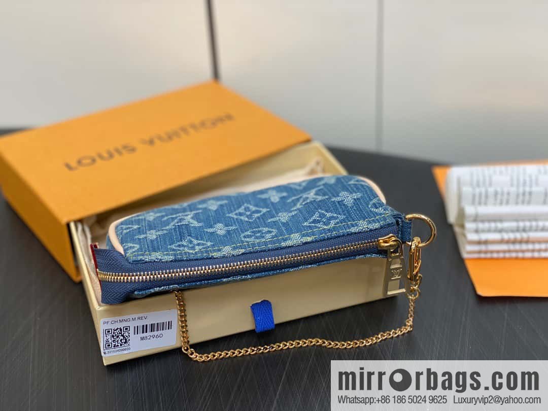 [Boutique‑grade] M82960 blue denim mini mahjong bag series Mini Pochette Accessories small handbag