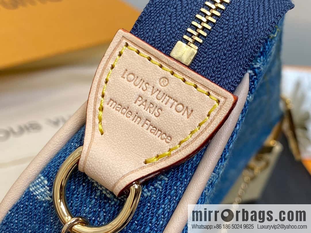 [Boutique‑grade] M82960 blue denim mini mahjong bag series Mini Pochette Accessories small handbag