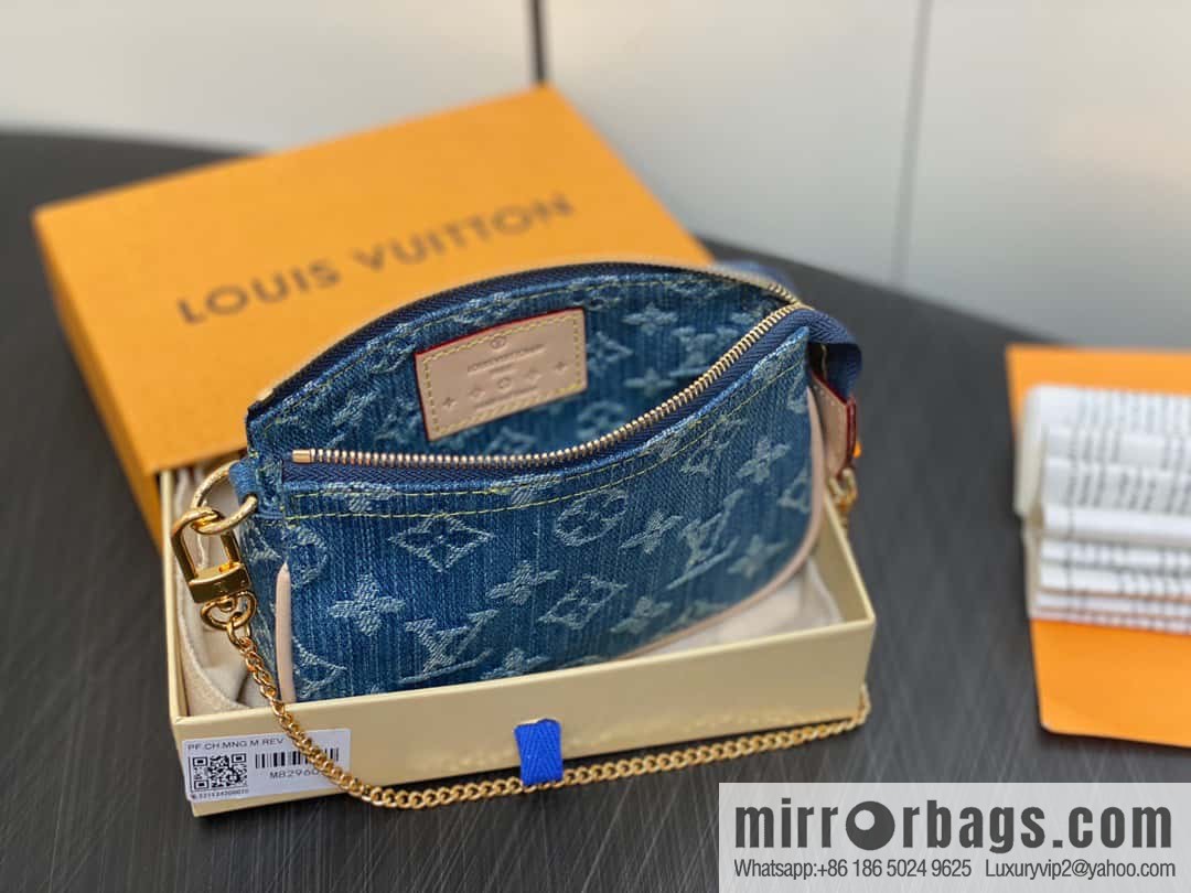 [Boutique‑grade] M82960 blue denim mini mahjong bag series Mini Pochette Accessories small handbag