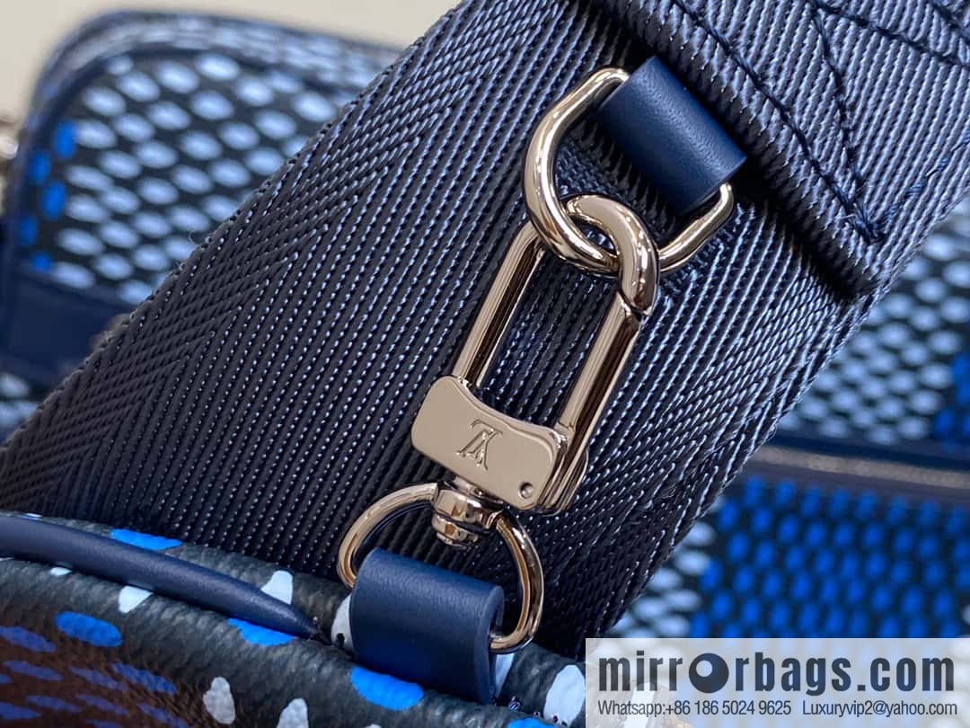 [Boutique‑grade] N40694 blue grid, men's bag messenger bag three-piece series Trio messenger bag