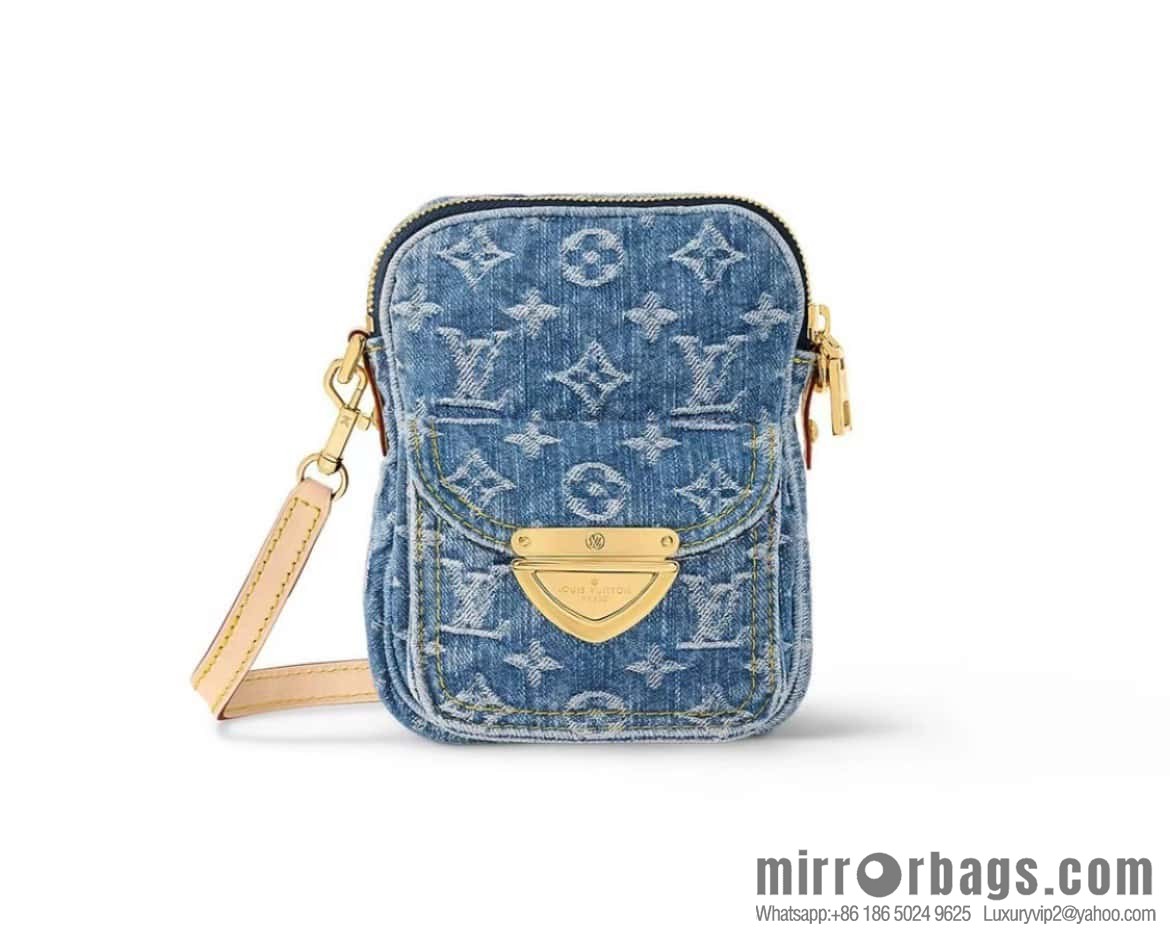 [Boutique‑grade] M82948 blue denim, mailman bag series Fairfax Pochette handbag