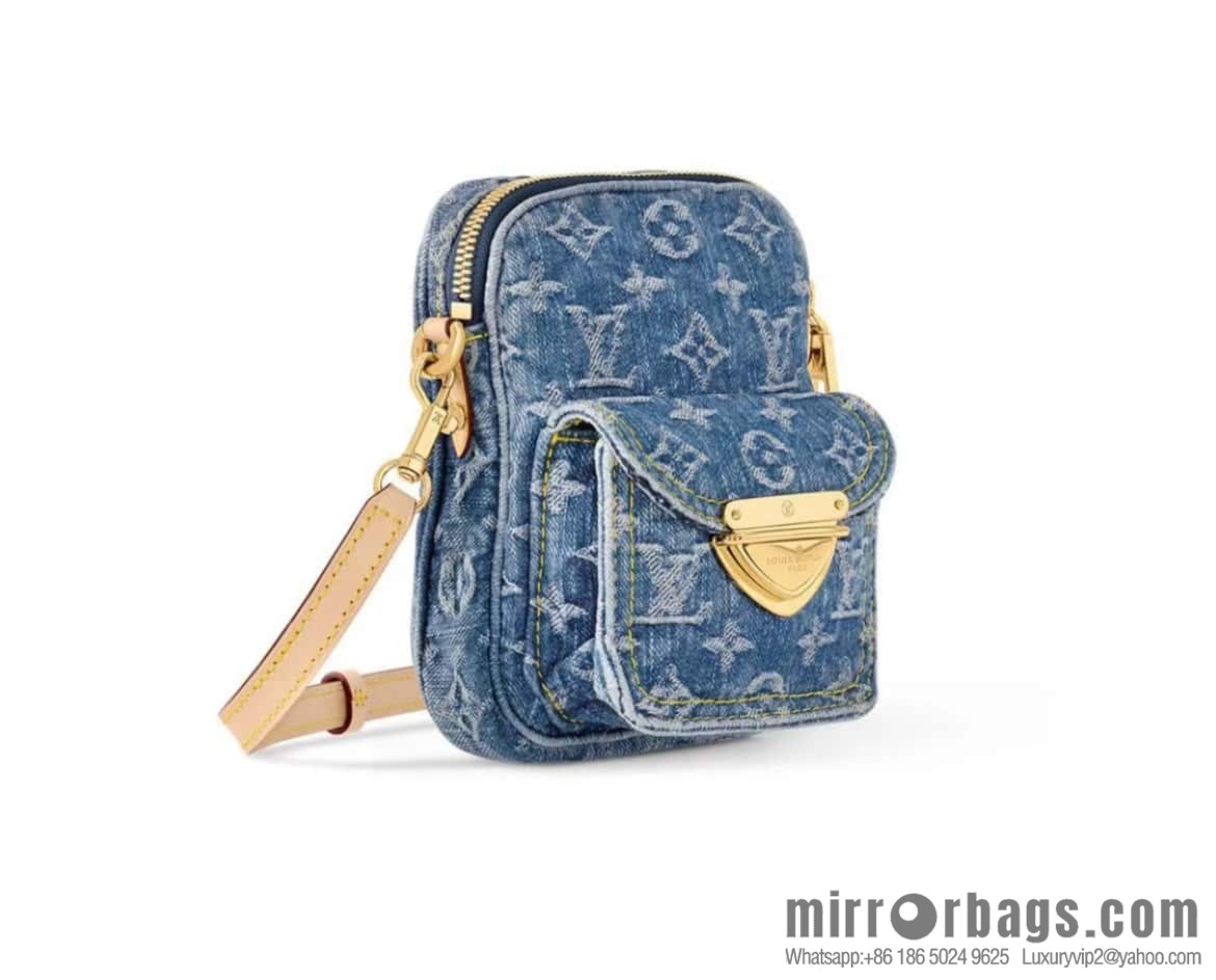 [Boutique‑grade] M82948 blue denim, mailman bag series Fairfax Pochette handbag