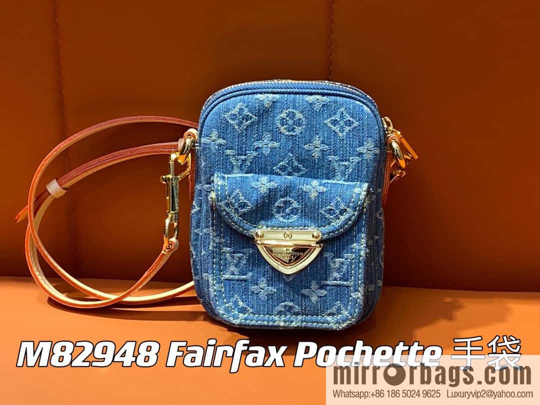 [Boutique‑grade] M82948 blue denim, mailman bag series Fairfax Pochette handbag