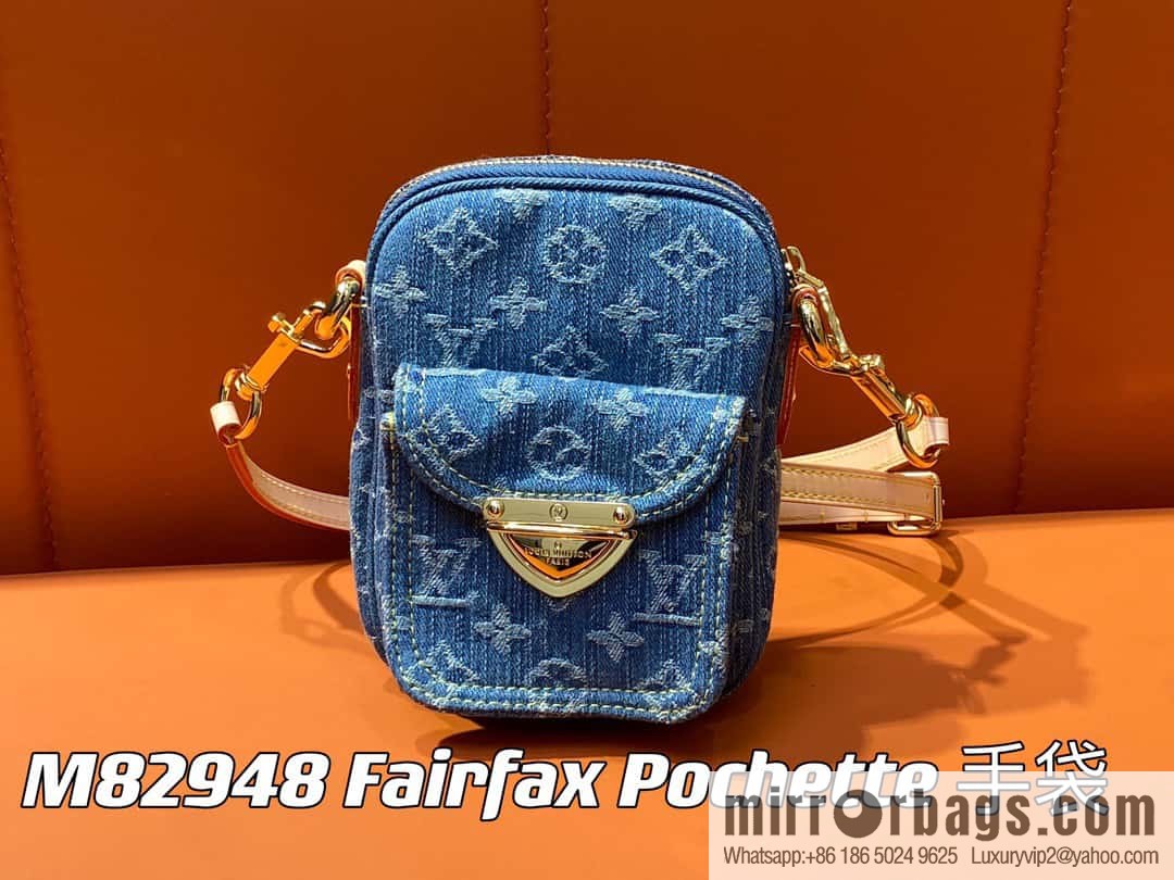 [Boutique‑grade] M82948 blue denim, mailman bag series Fairfax Pochette handbag