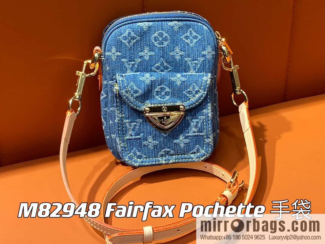 [Boutique‑grade] M82948 blue denim, mailman bag series Fairfax Pochette handbag