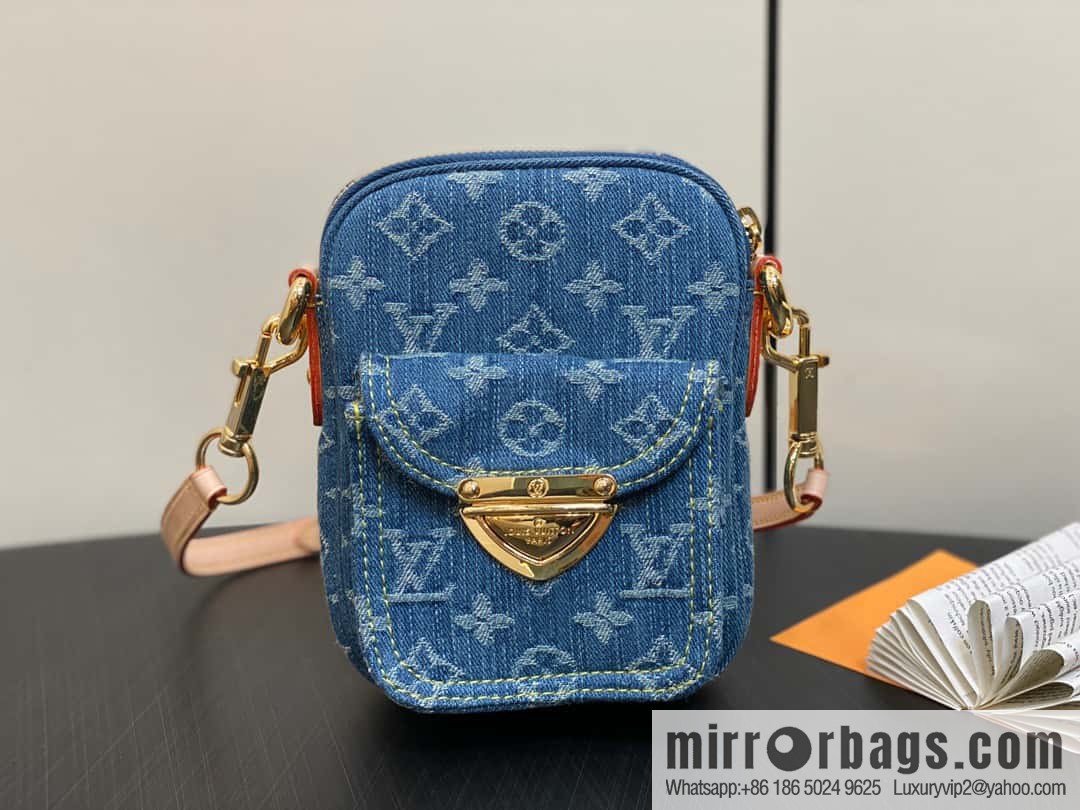 [Boutique‑grade] M82948 blue denim, mailman bag series Fairfax Pochette handbag